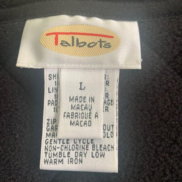 Talbots Black Quilted Fleece Zip Up Vest - Picture 3 of 9